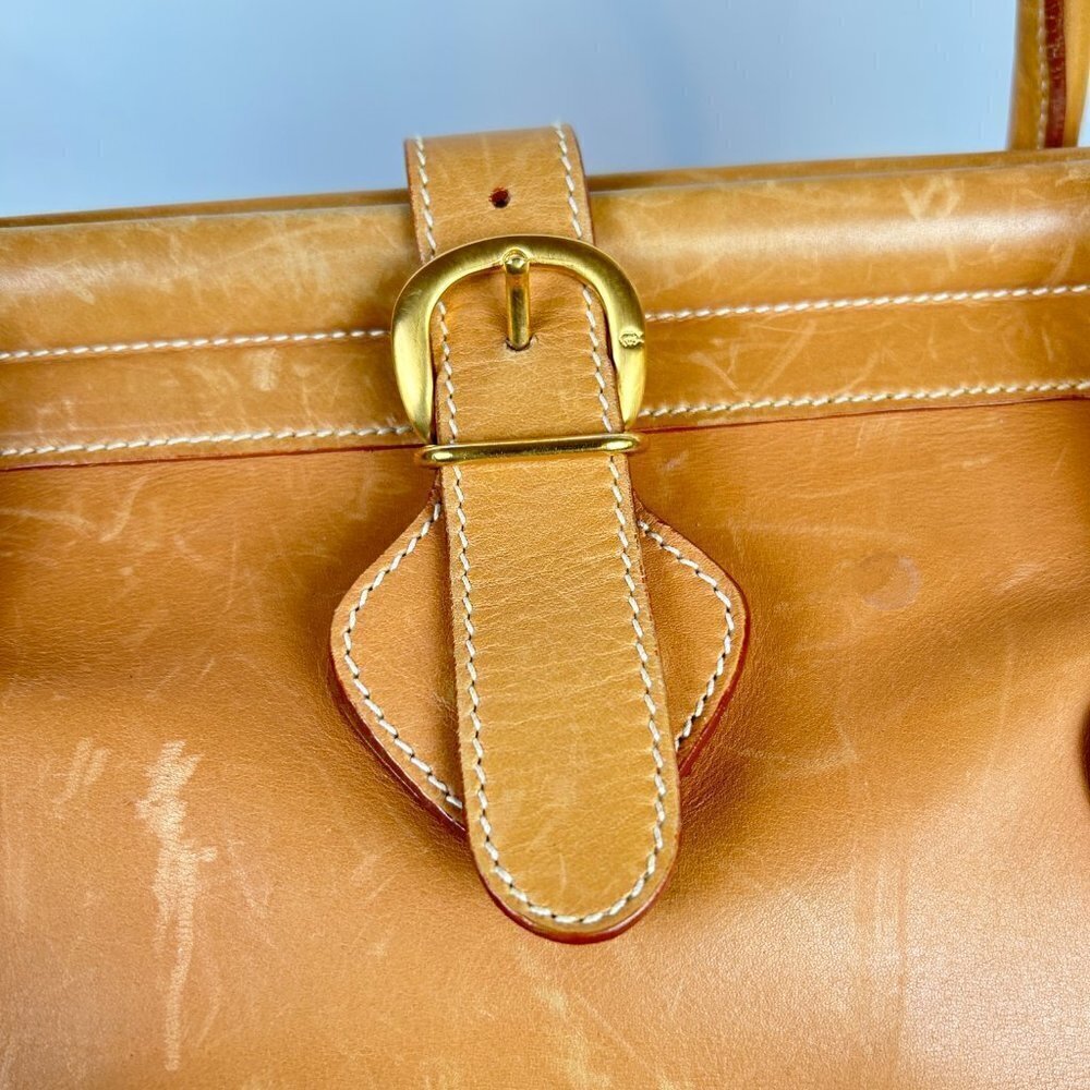 Gucci Authentic Vintage Light Tan Brown Leather Travel Weekender Duffle Hand Bag - Picture 7 of 17